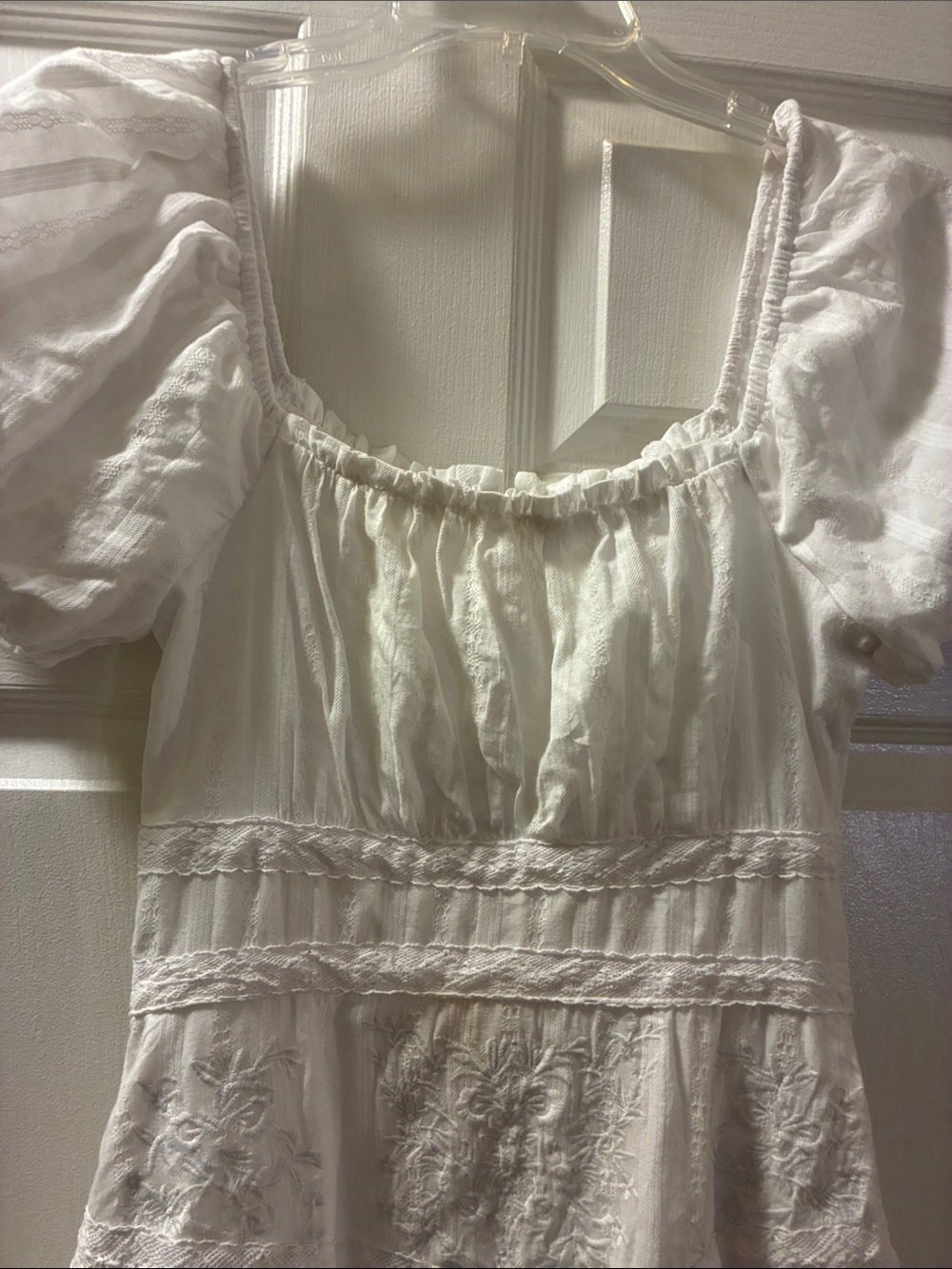 Altar’d State White Puff Sleeve Tiered Maxi cottagecore Dress - Picture 2 of 8